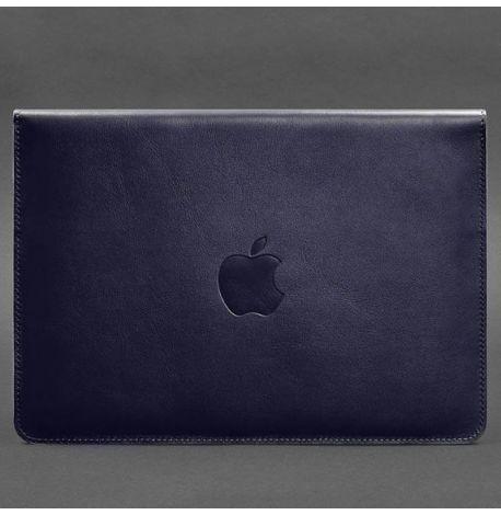 Кожаный чехол-конверт на магнитах для MacBook 14'' (темно-синий) кожа Krast