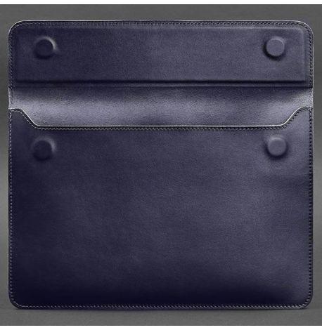 Кожаный чехол-конверт на магнитах для MacBook 14'' (темно-синий) кожа Krast