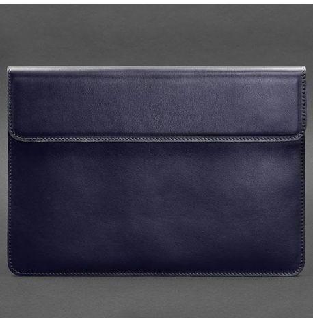 Кожаный чехол-конверт на магнитах для MacBook 14'' (темно-синий) кожа Krast