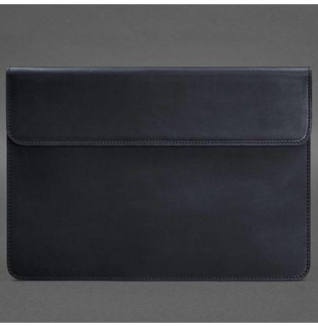 Кожаный чехол-конверт на магнитах для MacBook 14'' (темно-синий) кожа Crazy Horse