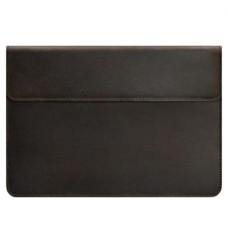 Кожаный чехол-конверт на магнитах для MacBook 14'' (темно-коричневый) кожа Crazy Horse