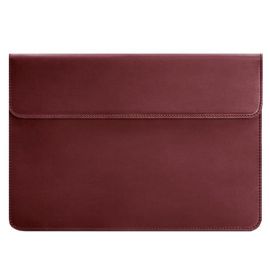 Кожаный чехол-конверт на магнитах для MacBook 14'' (бордовый) кожа Crazy Horse