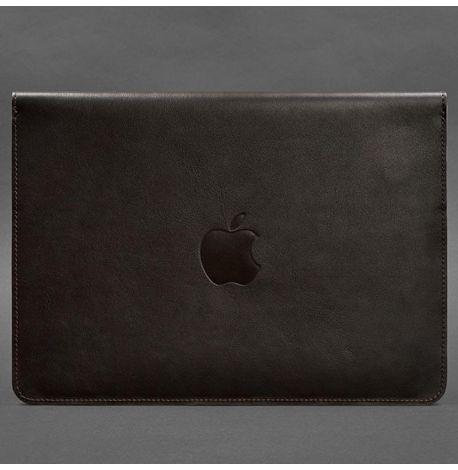 Кожаный чехол-конверт на магнитах для MacBook 16'' (темно-коричневый) кожа Krast