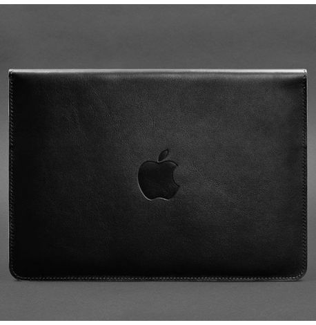 Кожаный чехол-конверт на магнитах для MacBook 16'' (черный) кожа Krast