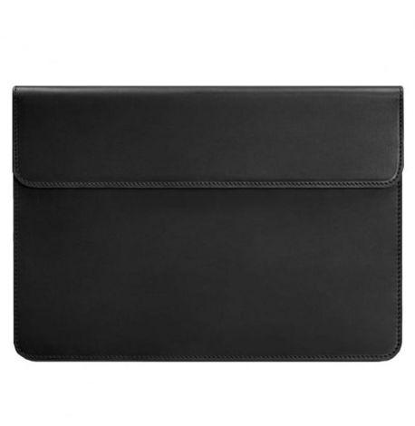 Кожаный чехол-конверт на магнитах для MacBook 16'' (черный) кожа Crazy Horse