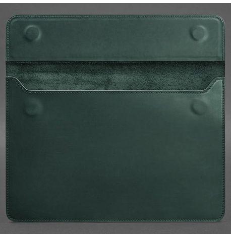 Кожаный чехол-конверт на магнитах для MacBook 16'' (зеленый) кожа Crazy Horse