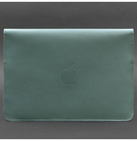 Кожаный чехол-конверт на магнитах для MacBook 16'' (бирюзовый) кожа Krast