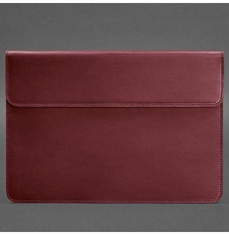 Шкіряний чохол-конверт на магнітах для MacBook 16'' (бордовий) шкіра Crazy Horse