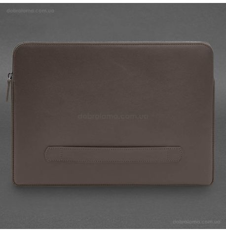 Кожаный чехол для ноутбука на молнии с карманом и хлястиком 29.1 (темно-бежевый)