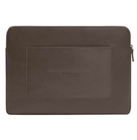Кожаный чехол для ноутбука на молнии с карманом и хлястиком 29.1 (темно-бежевый)