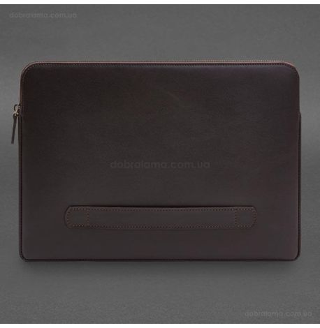 Кожаный чехол для ноутбука на молнии с карманом и хлястиком 29.1 (темно-коричневый)