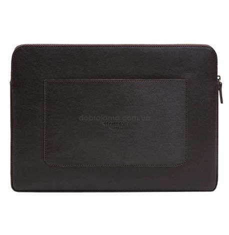 Кожаный чехол для ноутбука на молнии с карманом и хлястиком 29.1 (темно-коричневый)