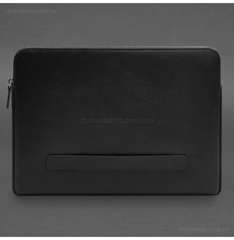 Кожаный чехол для ноутбука на молнии с карманом и хлястиком 29.1 (черный)