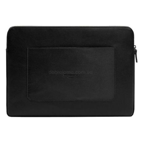 Кожаный чехол для ноутбука на молнии с карманом и хлястиком 29.1 (черный)