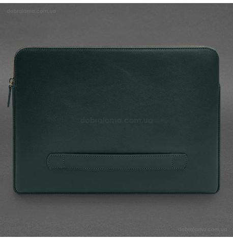 Кожаный чехол для ноутбука на молнии с карманом и хлястиком 29.1 (зеленый)