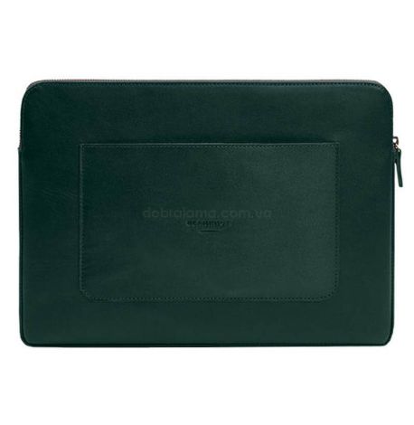Кожаный чехол для ноутбука на молнии с карманом и хлястиком 29.1 (зеленый)