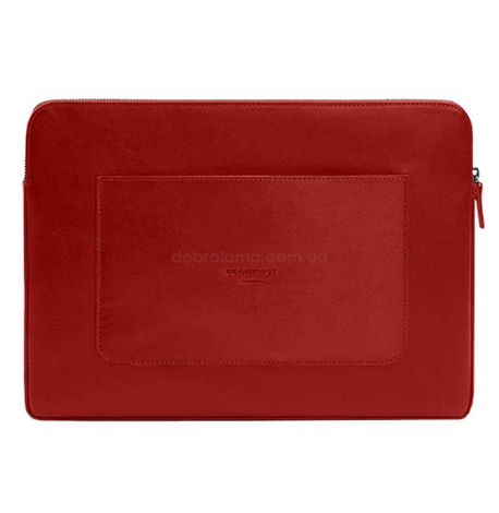 Шкіряний чохол для ноутбука на блискавці з кишенею та хлястиком 29.1 (червоний)