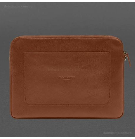 Кожаный чехол для ноутбука на молнии с карманом и петлей на руку 29.0 (светло-коричневый)