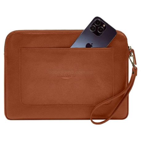 Кожаный чехол для ноутбука на молнии с карманом и петлей на руку 29.0 (светло-коричневый)