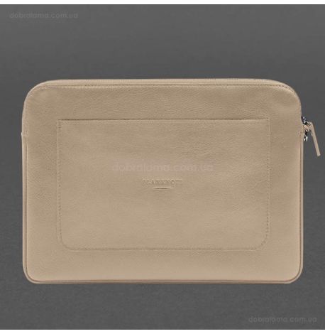 Кожаный чехол для ноутбука на молнии с карманом и петлей на руку 29.0 (светло-бежевый)