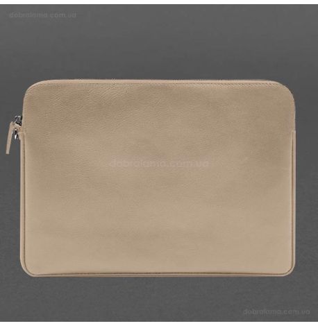 Кожаный чехол для ноутбука на молнии с карманом и петлей на руку 29.0 (светло-бежевый)