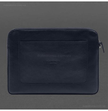 Кожаный чехол для ноутбука на молнии с карманом и петлей на руку 29.0 (темно-синий)
