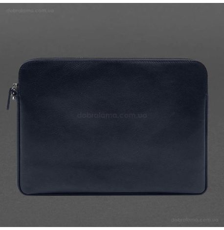 Кожаный чехол для ноутбука на молнии с карманом и петлей на руку 29.0 (темно-синий)