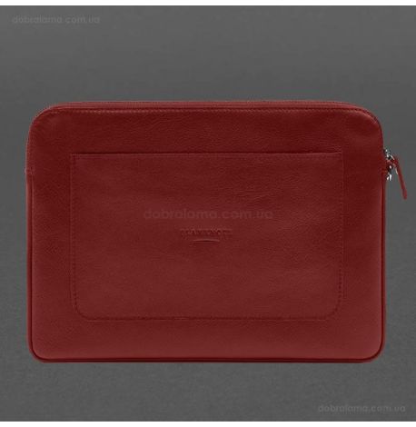 Кожаный чехол для ноутбука на молнии с карманом и петлей на руку 29.0 (красный)