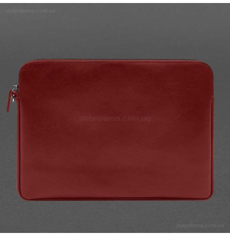 Кожаный чехол для ноутбука на молнии с карманом и петлей на руку 29.0 (красный)