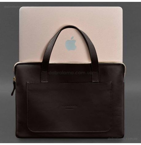 Кожаный чехол-сумка с ручками для ноутбука 13" (темно-коричневый)