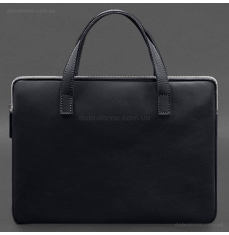 Кожаный чехол-сумка с ручками для ноутбука 13" (черный)
