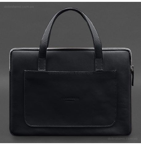 Кожаный чехол-сумка с ручками для ноутбука 13" (черный)