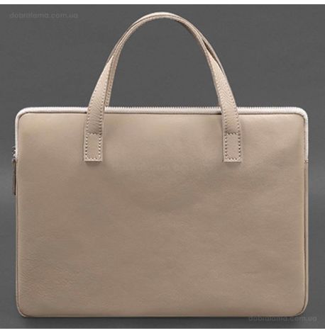 Кожаный чехол-сумка с ручками для ноутбука 13" (светло-бежевый)