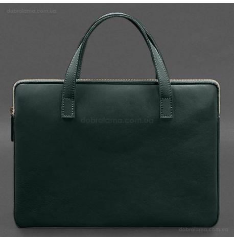 Кожаный чехол-сумка с ручками для ноутбука 13" (зеленый)