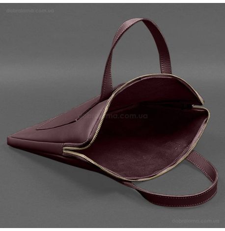 Кожаный чехол-сумка с ручками для ноутбука 13" (бордовый)