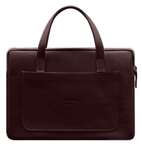 Кожаный чехол-сумка с ручками для ноутбука 13" (бордовый)