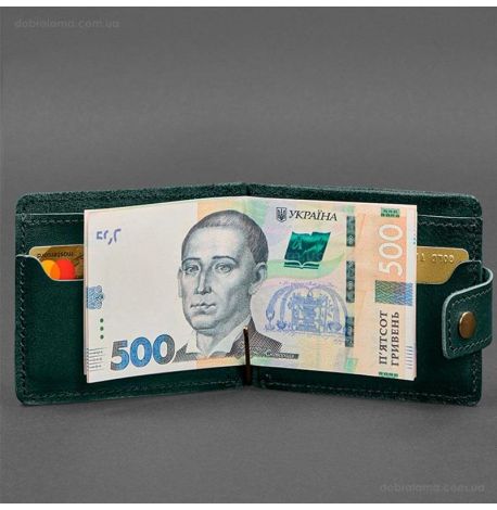 Мужское кожаное портмоне с зажимом 13.1 (зеленое)