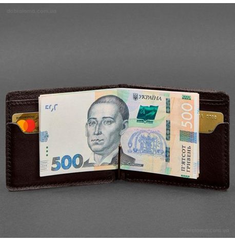 Чоловіче шкіряне портмоне з затискачем 13.0 (темно-коричневе) шкіра Crust