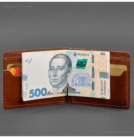 Чоловіче шкіряне портмоне з затискачем 13.0 (світло-коричневе) шкіра Crazy Horse