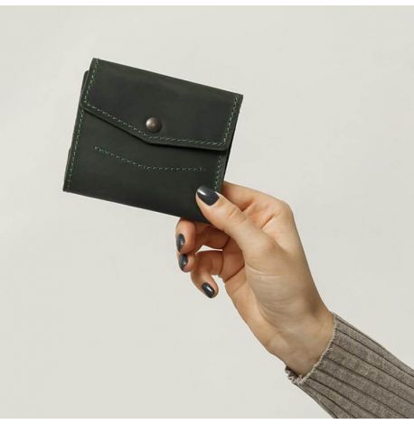 Кошелек женский из натуральной кожи 2.1 (зеленый) кожа Crazy Horse