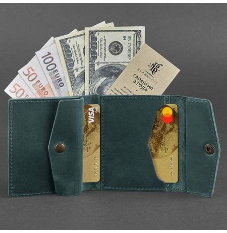 Кошелек женский из натуральной кожи 2.1 (зеленый) кожа Crazy Horse