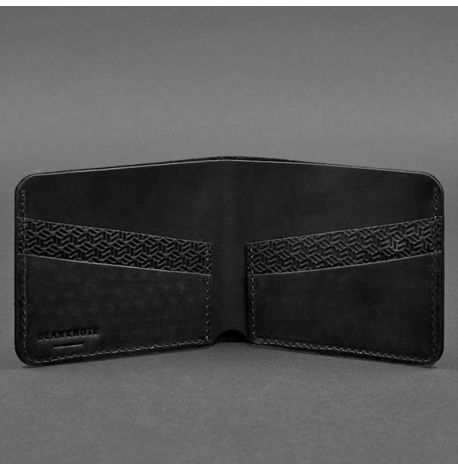 Портмоне из натуральной кожи мужское 4.1 Карбон (черное)