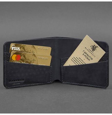 Портмоне з натуральної шкіри чоловіче 4.1 Карбон (темно-синее)