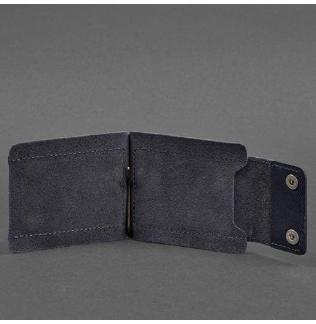 Зажим для грошей шкіряний 10.0 (темно-синій) шкіра Krast