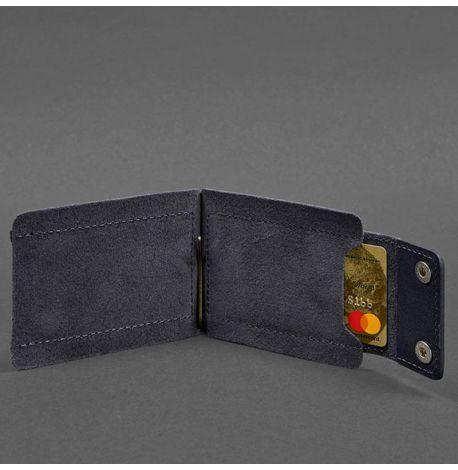 Зажим для грошей шкіряний 10.0 (темно-синій) шкіра Krast