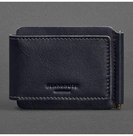 Зажим для грошей шкіряний 10.0 (темно-синій) шкіра Krast
