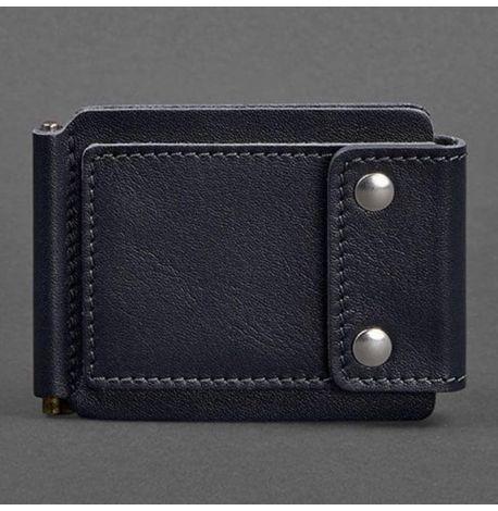 Зажим для грошей шкіряний 10.0 (темно-синій) шкіра Krast