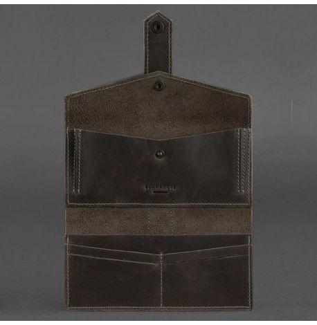 Портмоне з натуральної шкіри 3.0 (коричневе-бірюзове)