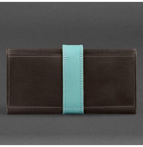 Портмоне з натуральної шкіри 3.0 (коричневе-бірюзове)
