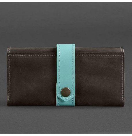 Портмоне з натуральної шкіри 3.0 (коричневе-бірюзове)